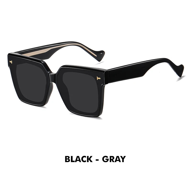 Lunettes de soleil carrées polarisées de qualité supérieure avec rivets en cristal épais pour femmes, lunettes de conduite élégantes surdimensionnées pour hommes, lunette de soleil femme