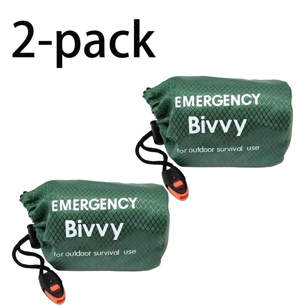 Sac de couchage d'urgence, couverture de survie, sac bivouac thermique en Mylar, abri léger, imperméable et portable pour le camping et la randonnée