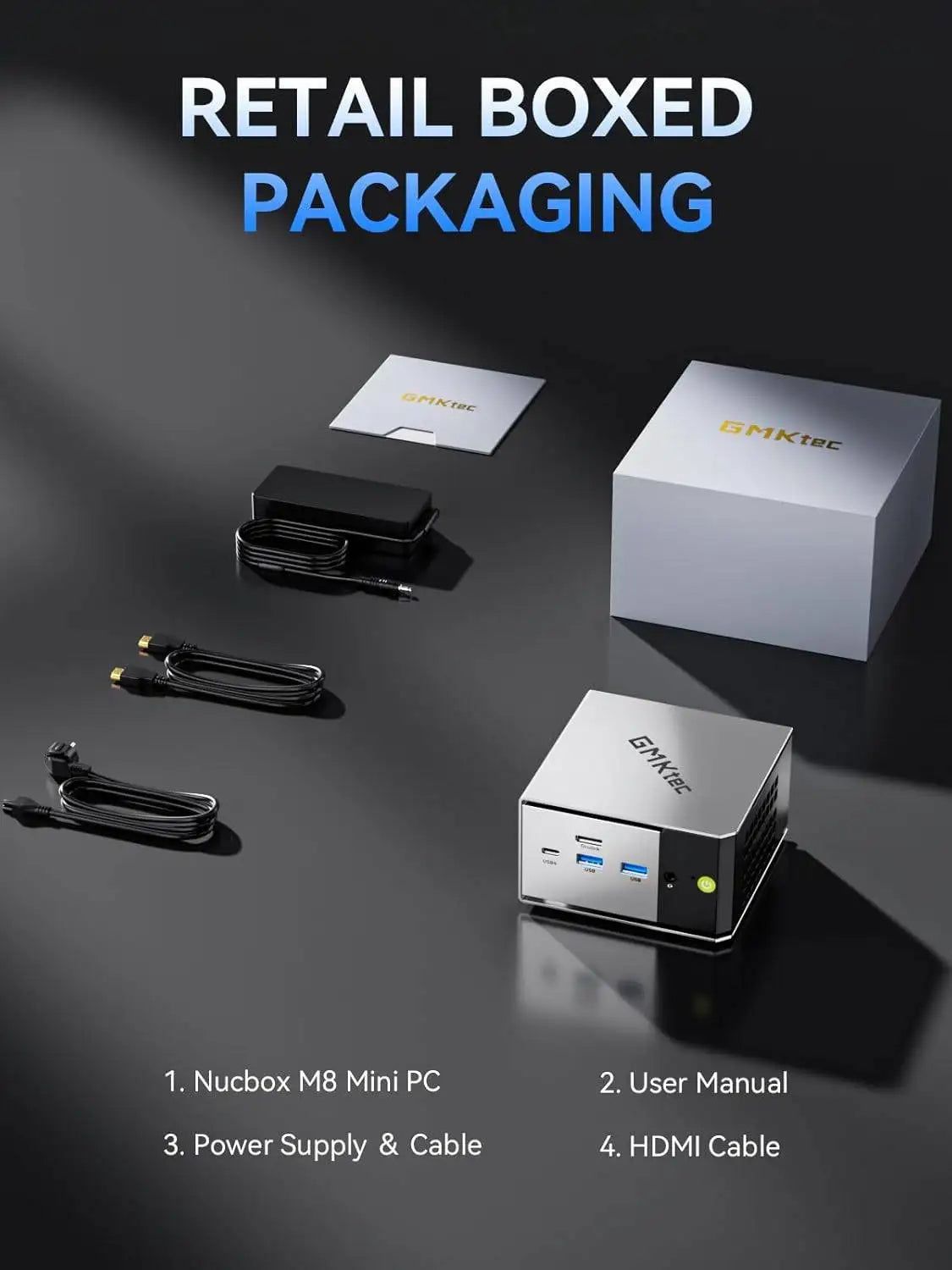 Mini PC GMKtec M8, AMD Ryzen 5 PRO 6650H, 16 Go de RAM, sans SSD, sans système d'exploitation, ordinateurs de bureau miniatures, triple affichage 4K, WiFi 5.2, BT6E, USB-C, DP