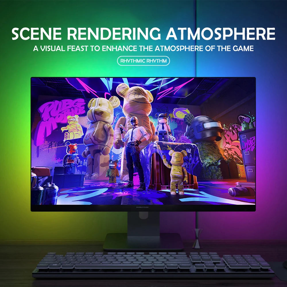 Bande lumineuse de jeu RGB, rétro-éclairage, affichage LED, synchronisation, écran d'ambiance PC, application de synchronisation musicale, décor de salle de jeu, fête