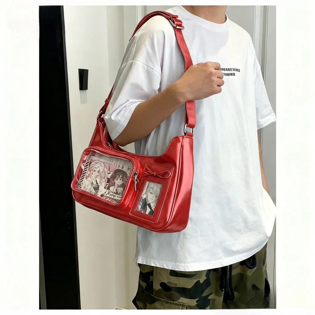 Y2K Harajuku Shoulder Bag Women Korean Transparent Ita Bag School Crossbody Bag Japanese Designer Preppy Handbag Purse