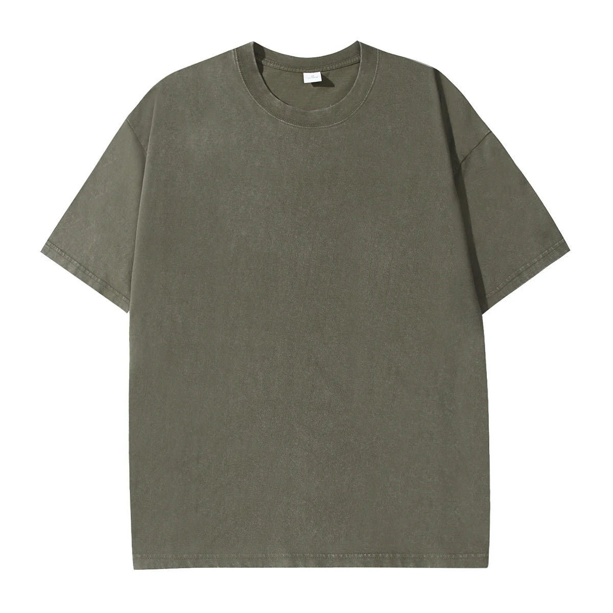 Camiseta de verano para hombre, 100% algodón, retro, hombro caído, color liso, holgada, informal, transpirable, casual
