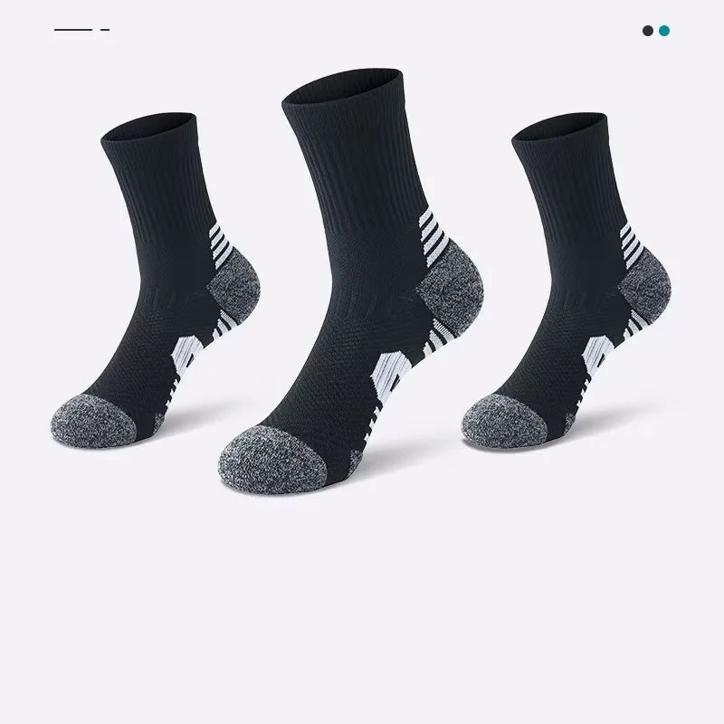 3 paires de chaussettes atétiques pour hommes, chaussettes de sport respirantes, de course en plein air, de Compression, longues, noires, blanches, bleues, extensibles