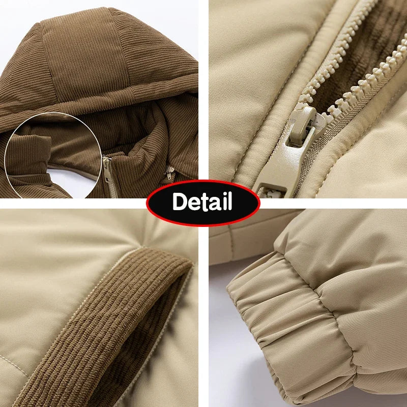 Veste coupe-vent à capuche perfectionnée pour hommes, parkas monochromes, vêtements d'extérieur chauds décontractés pour hommes, mode extérieure, automne, hiver