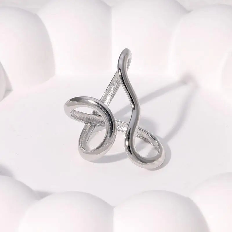 Women's Open Waterproof Stainless Steel Ring, Personality Charms, 18K Real Gold PVD Plated, Trendy Jewelry for Women