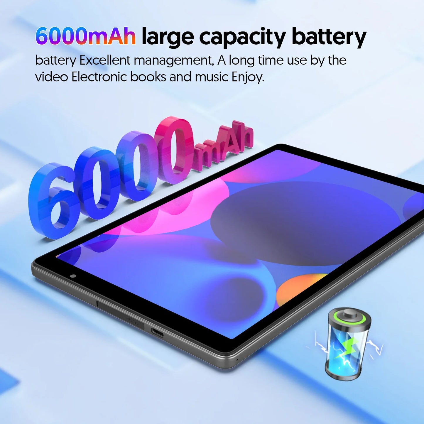 Latest Android 14 Tablet, 10-inch Tablet, Quad-core Processor, 5G WiFi, 4GB ROM + 32GB RAM, 1280 x 800 Resolution, 6000mAh Battery