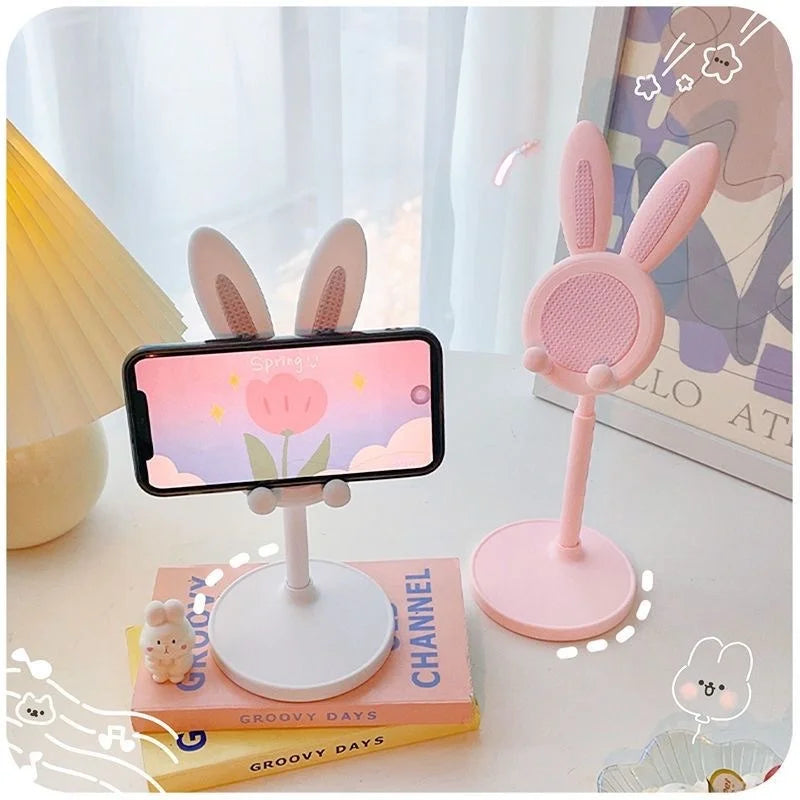 Le support de téléphone portable lapin mignon, peut soulever et ajuster les accessoires de téléphone de bureau, support de téléphone, poignée de téléphone