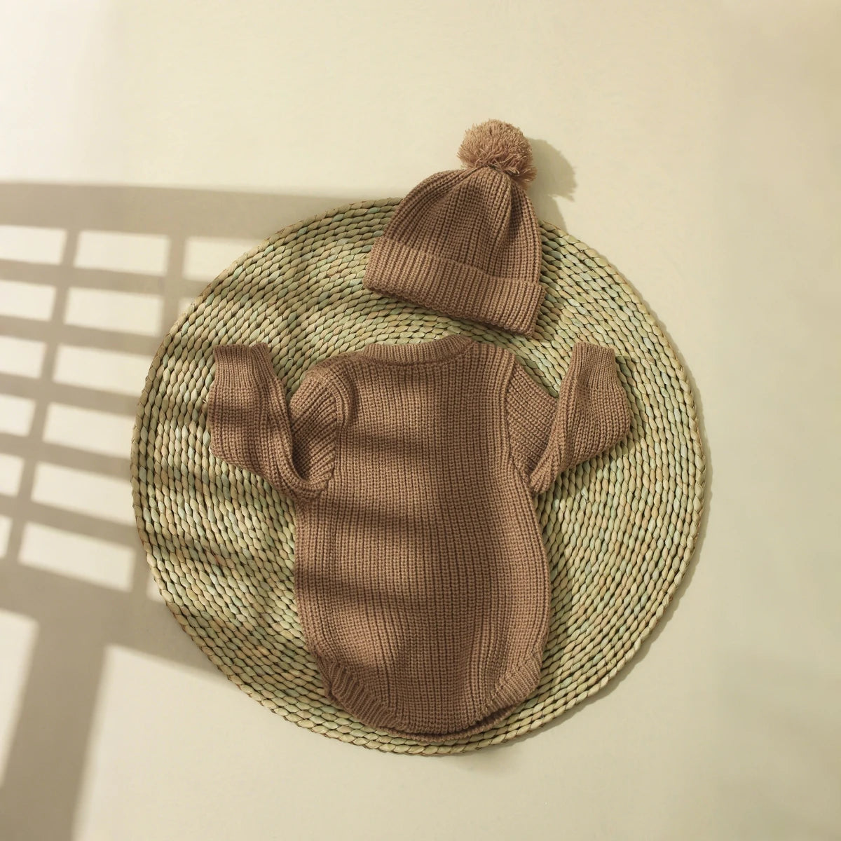 Ylsteed Hello World – pelele de punto para recién nacido, con gorro de pompón a juego, jersey para bebé niño y niña, conjuntos para sesión de fotos
