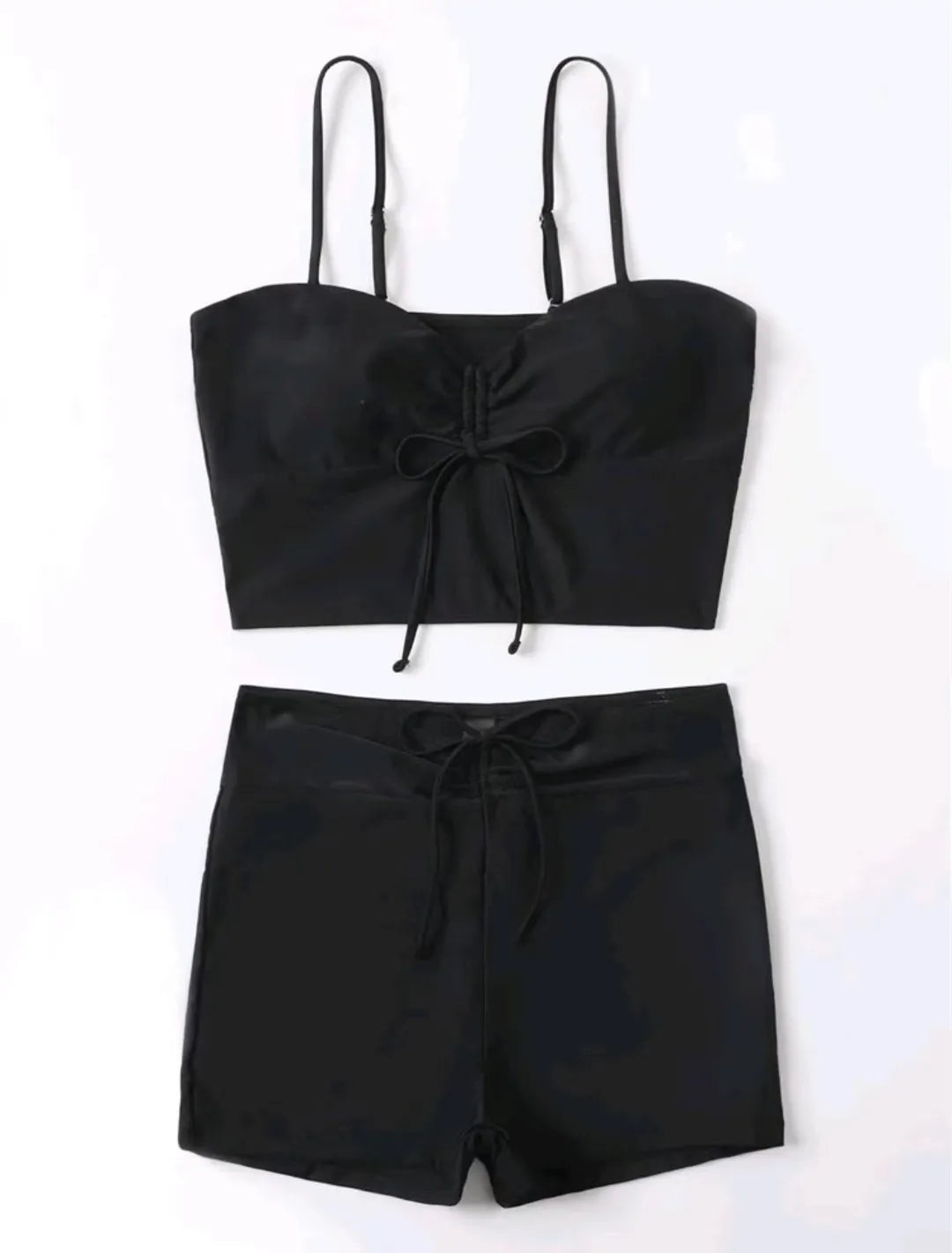 Maillots de bain femme 2026 : Bikinis short à cordon de serrage devant, taille haute, pour la natation et la plage