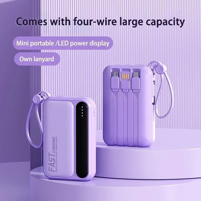 Banque d'alimentation VIVO 500000mAh, grande capacité, charge ultra-rapide, batterie externe portable, 4 câbles intégrés pour tous les téléphones