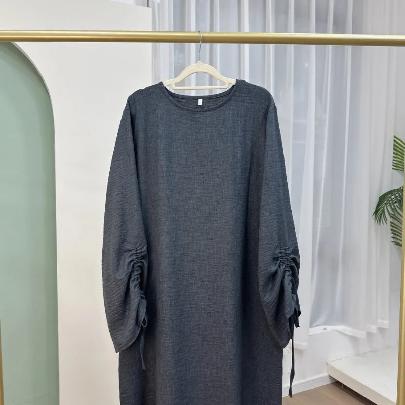 Robe modeste pour femmes musulmanes, arabie saoudite, Eid dubaï, Abaya uni, fête de vacances islamique, couleur unie, turquie, poignets à lacets, vêtements longs, 2024