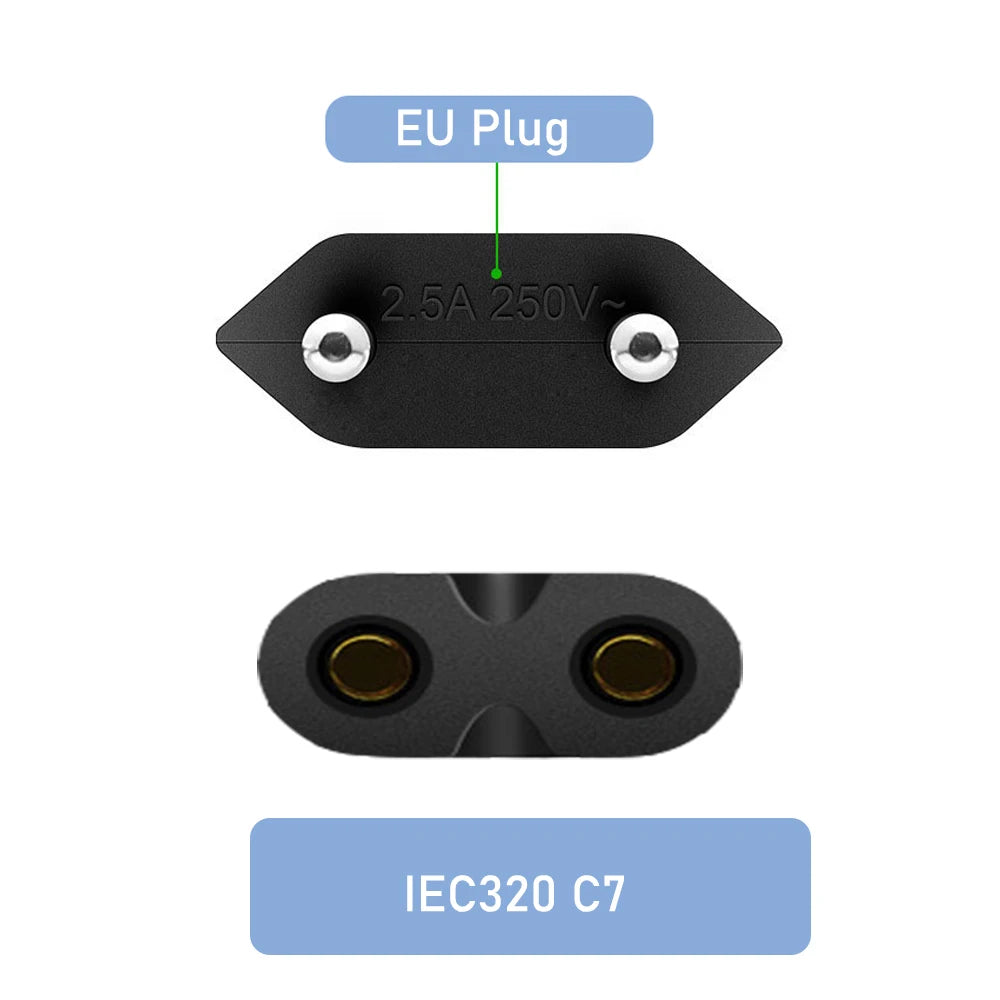 EU power cord European EU power cord Non-polarized IEC-320-C7 to CEE 7/16 AC power cable for DJI Mavic Air 2/2S PS4 PS5 Xbox TV