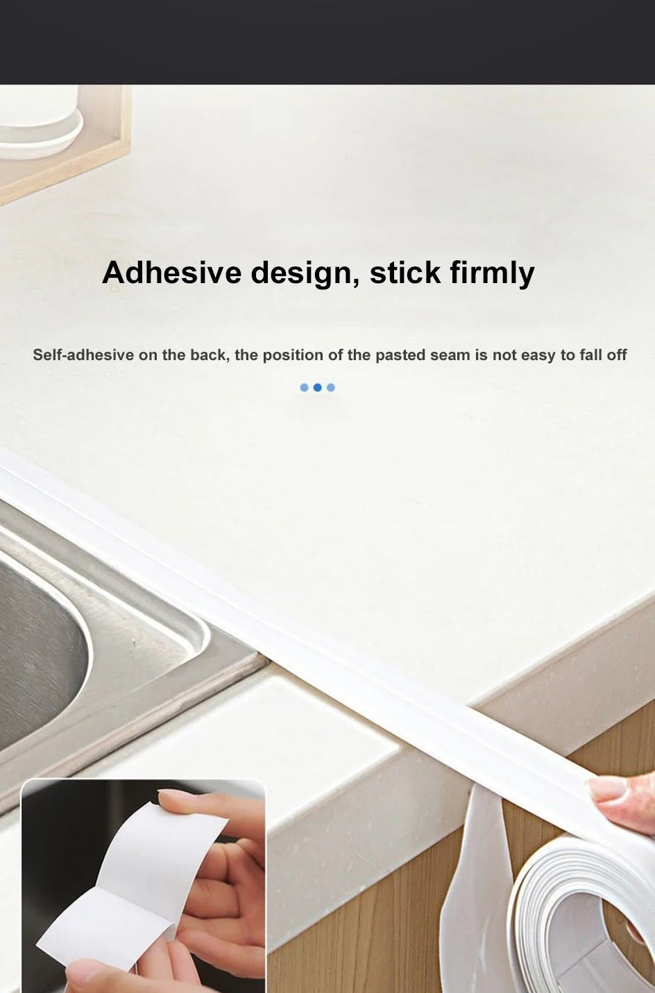 Cinta de sellado de PVC autoadhesiva para bañera, 3.2M, resistente al aceite, adhesivo de pared para esquina de borde de fregadero de cocina, tira de sellado impermeable para inodoro