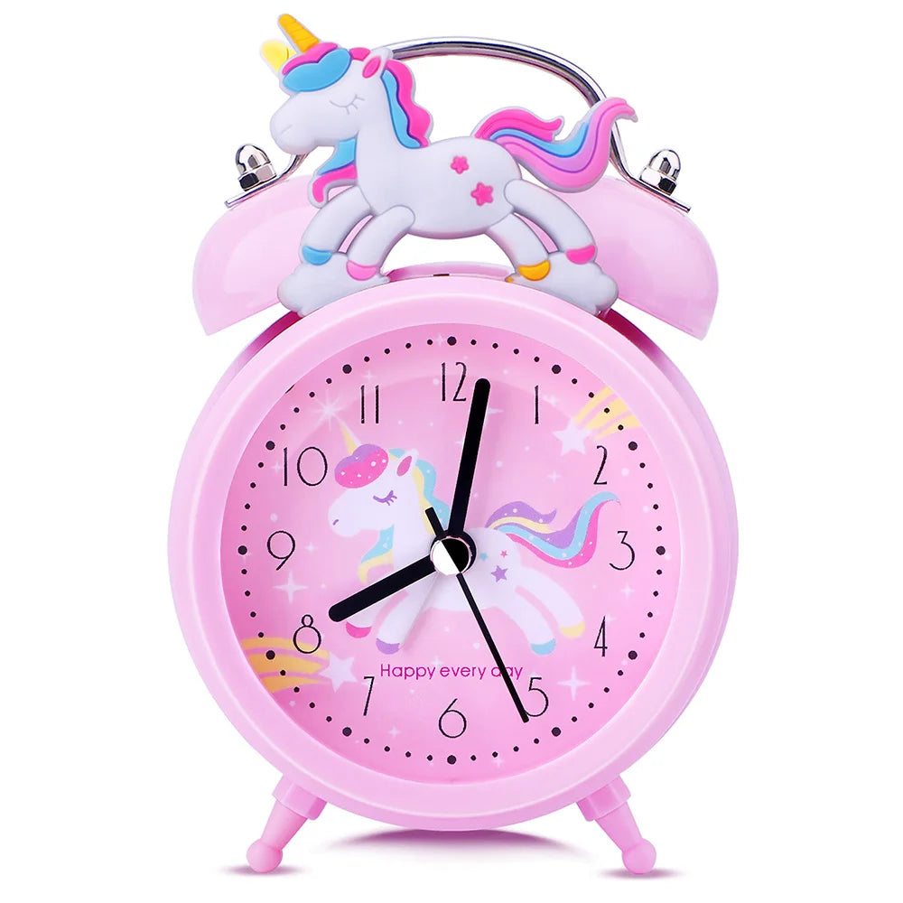 Unicornio para despertador infantil, despertador luminoso, reloj de doble campana con retroiluminación, despertador, bonito reloj de escritorio, decoración del hogar, despertador, radio despertador, regalos para niños
