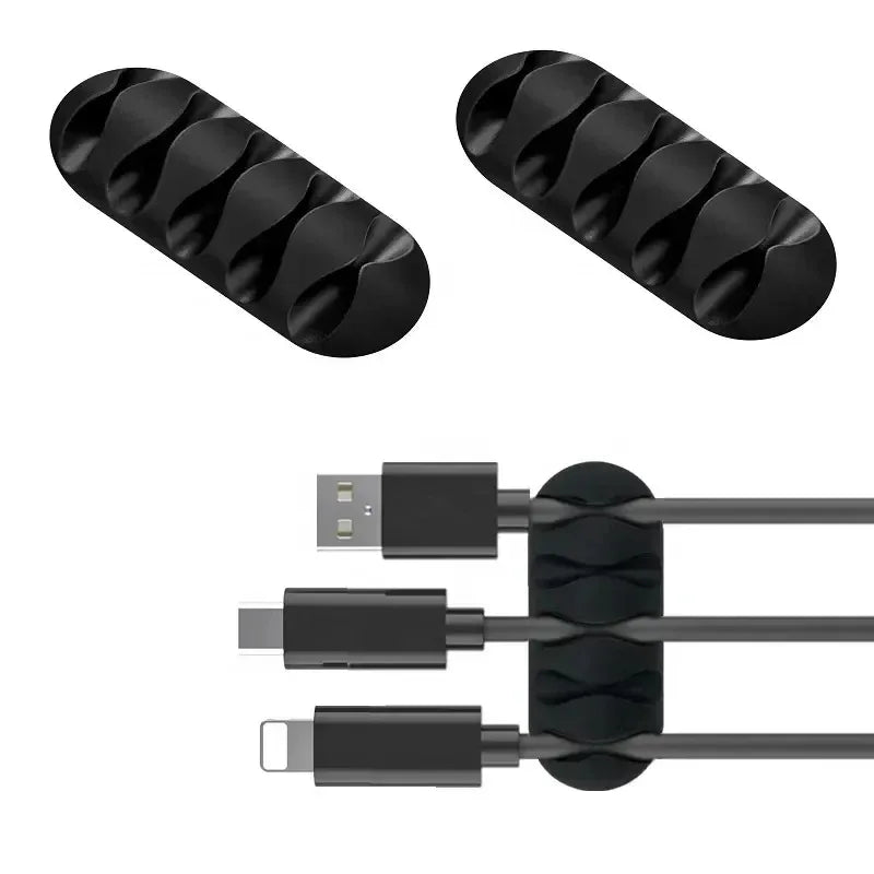 Silicone Cable Wire Organizer, USB Cable Winder, Self-Adhesive Management Clips for Mouse, Keyboard, Headset for iPhone Huawei