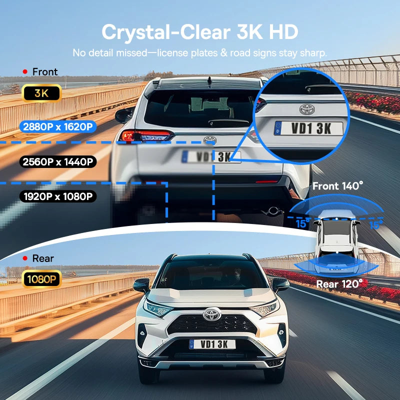 Baseus 3K Dash Cam VD1 cámara delantera y trasera HD GPS integrado Galileo supercondensador coche DVR cámara de coche grabadora Soporte de estacionamiento 24H