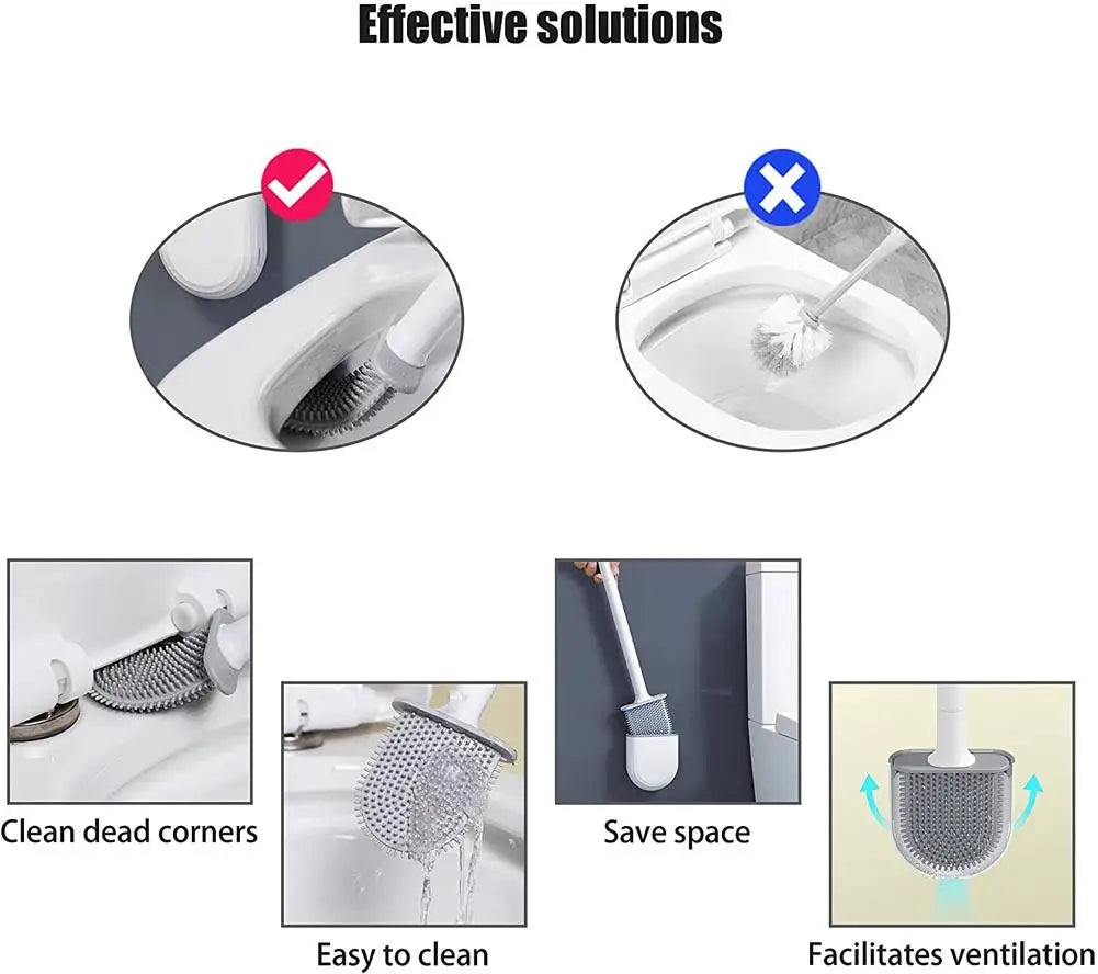 Nettoyeur de brosse de toilette suspendu en Silicone, avec manche Long, nettoyeur Flexible, brosse de salle de bain, support à séchage rapide, accessoires de salle de bains
