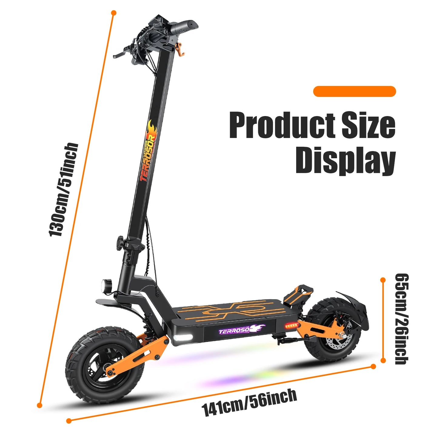 Patinete eléctrico para adultos, motor de 1200 W, e-scooter plegable de hasta 64 km/h y 48 km de autonomía, patinete todoterreno de 11" con doble sus