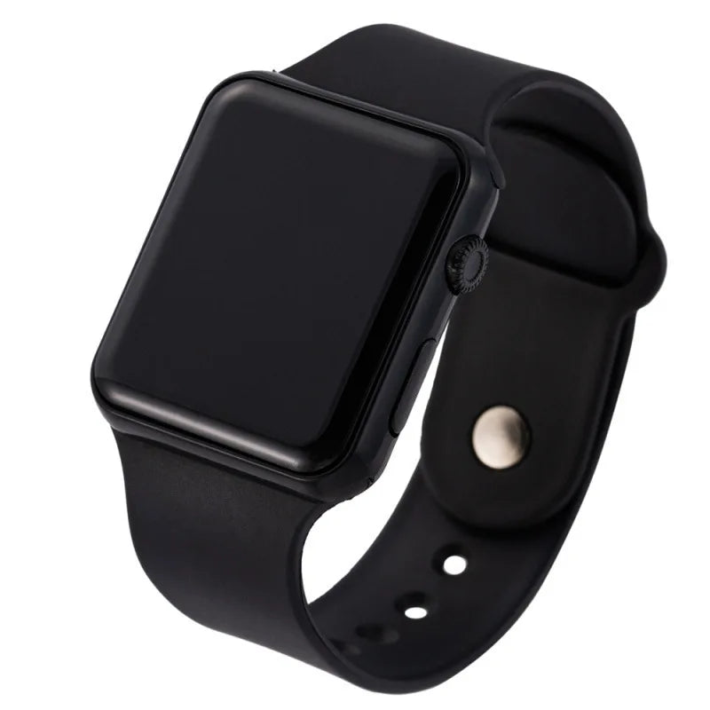 Montre Numérique Sport LED Silicone Noir — Mode Décontractée Homme Femme