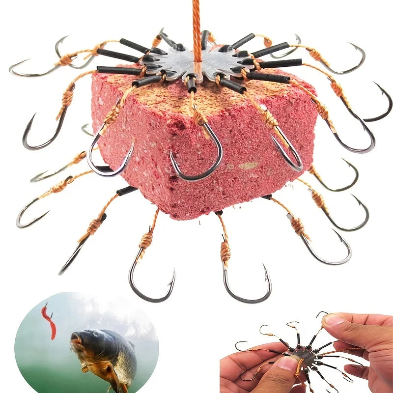 Hameçon avec tuyau en acier au carbone, appât pour carpe, 12 crochets, VPN