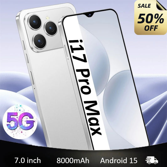 HOT i17 Pro Max téléphones portables 2026 nouveau Original 7.0HD 5G double carte double veille Smartphone 8000mAh Android 15 téléphones mobiles