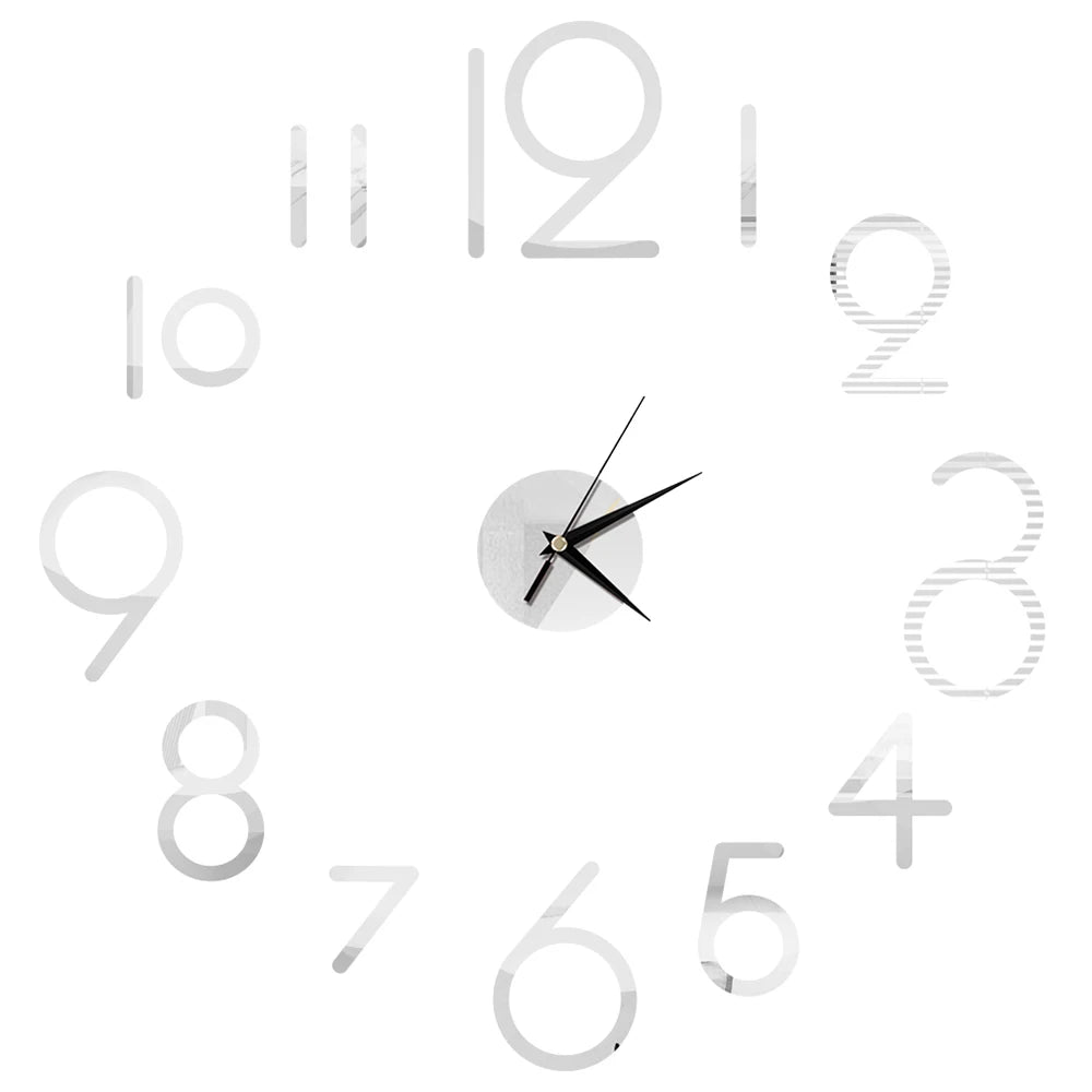 Creative Frameless Wall Clock, Silent Wall Sticker for Home, Acrylic Mirror Sticker, Wall Decor for Living Room and Office, DIY