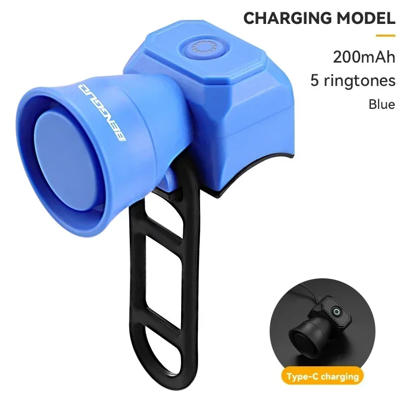 Nouveau klaxon de vélo VTT, chargement USB, sonnette électronique étanche, équipement d'équitation, accessoires de Scooter pour enfants
