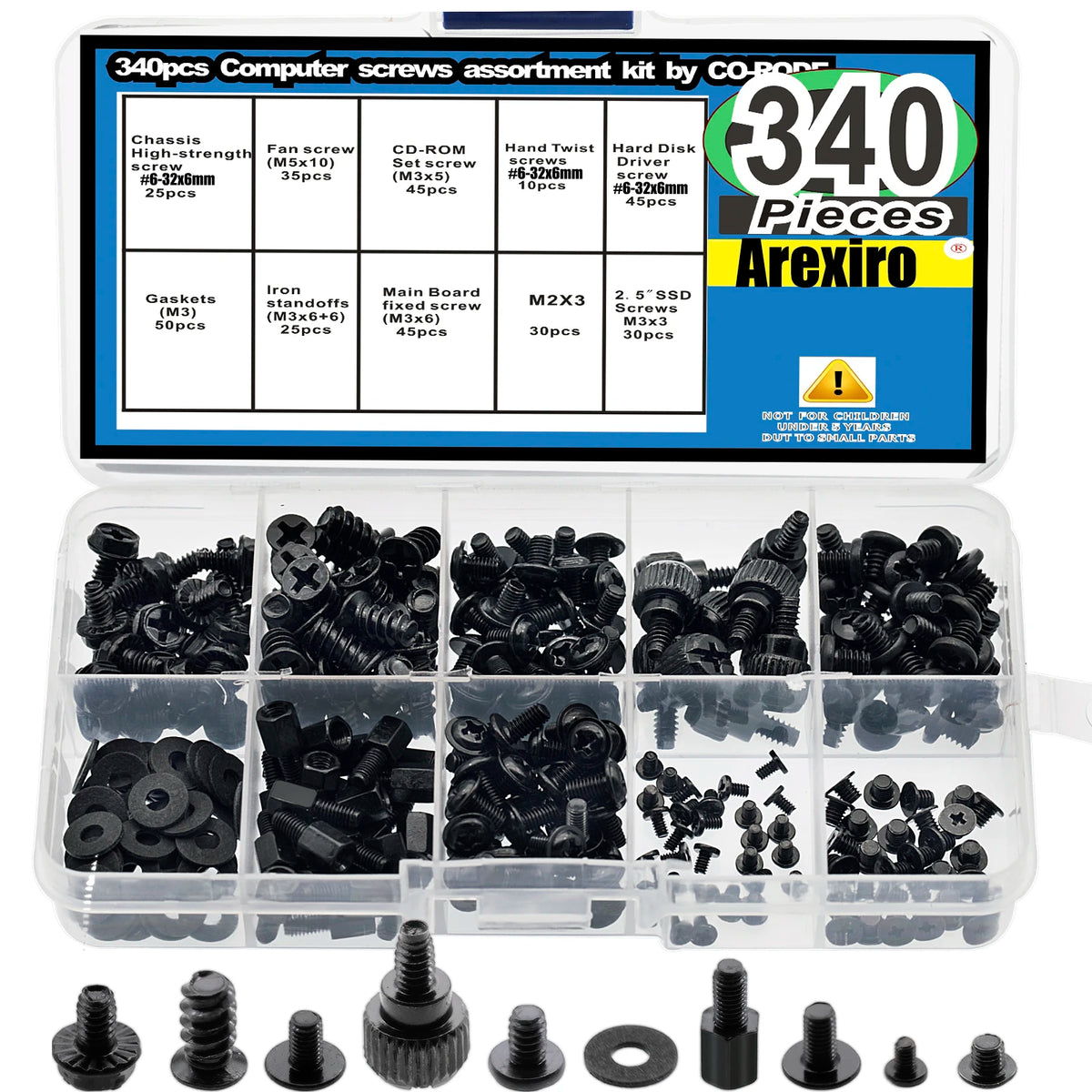 Entretoises de carte mère 340 pièces, vis d'ordinateur, Kit d'assortiment de vis de disque dur pour disque dur, SSD, boîtier, carte mère