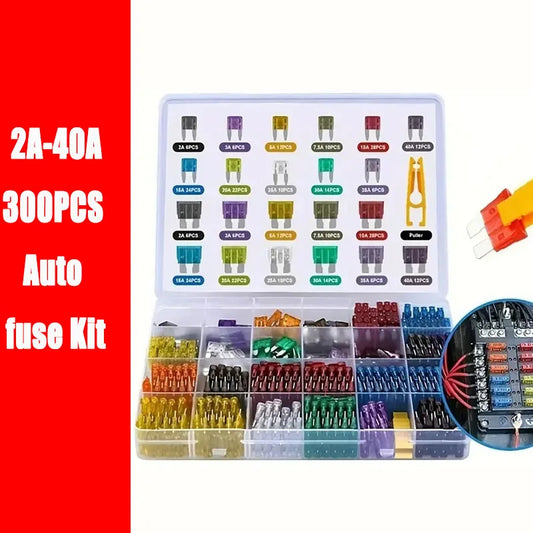 1 Set 300 Pcs Car Automotive Fuse Kit Medium Small 2A~40A 11 Types Car Fuse Assortment with Box Blade Type Fuse Assorted Kit