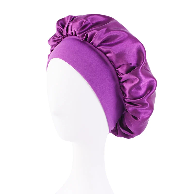 Bonnet de nuit en Satin à large bord, Bonnet soyeux, enveloppe de cheveux pour dormir, avec bande élastique souple, outil d'emballage des cheveux, nouvelle collection