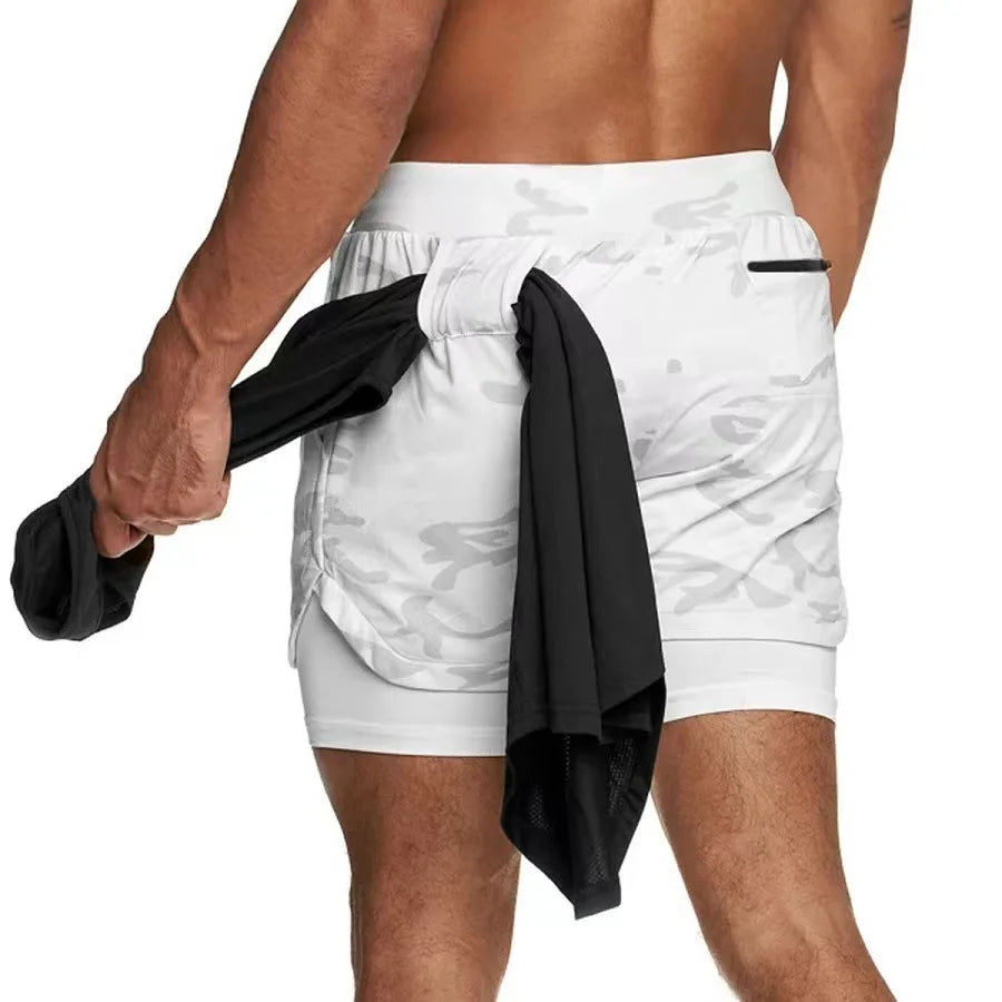Short de course camouflage pour hommes, Short de sport 2 en 1, séchage rapide, entraînement, Fitness, Jogging, pantalons courts d'été pour hommes
