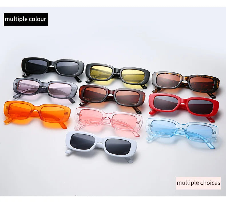 Lunettes de soleil carrées rétro vintage — petites, rectangulaires, voyage, femme
