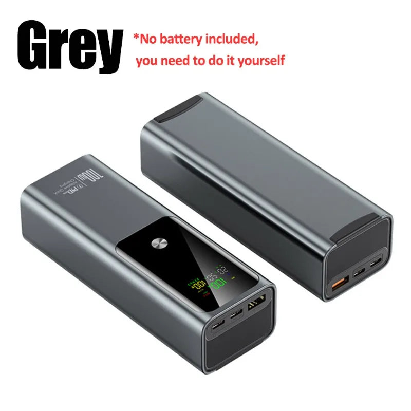 Boîtier de chargeur de batterie DIY PD 100W à charge rapide pour 4 batteries polymère 21700 20000mA, boîte de banque d'alimentation pour Macbook, soudure nécessaire