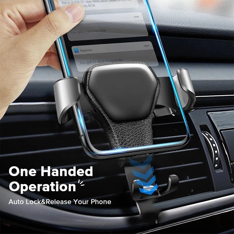 Nuevo soporte de teléfono de coche por gravedad, Clip de ventilación, soporte de teléfono móvil, soporte GPS para Smartphone, teléfono móvil iPhone