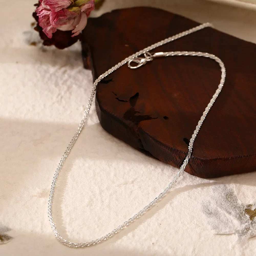 Collier scintillant Simple pour femmes, couleur argent, chaîne de clavicule, ras du cou, coréen, bijoux cadeau de fête de mariage