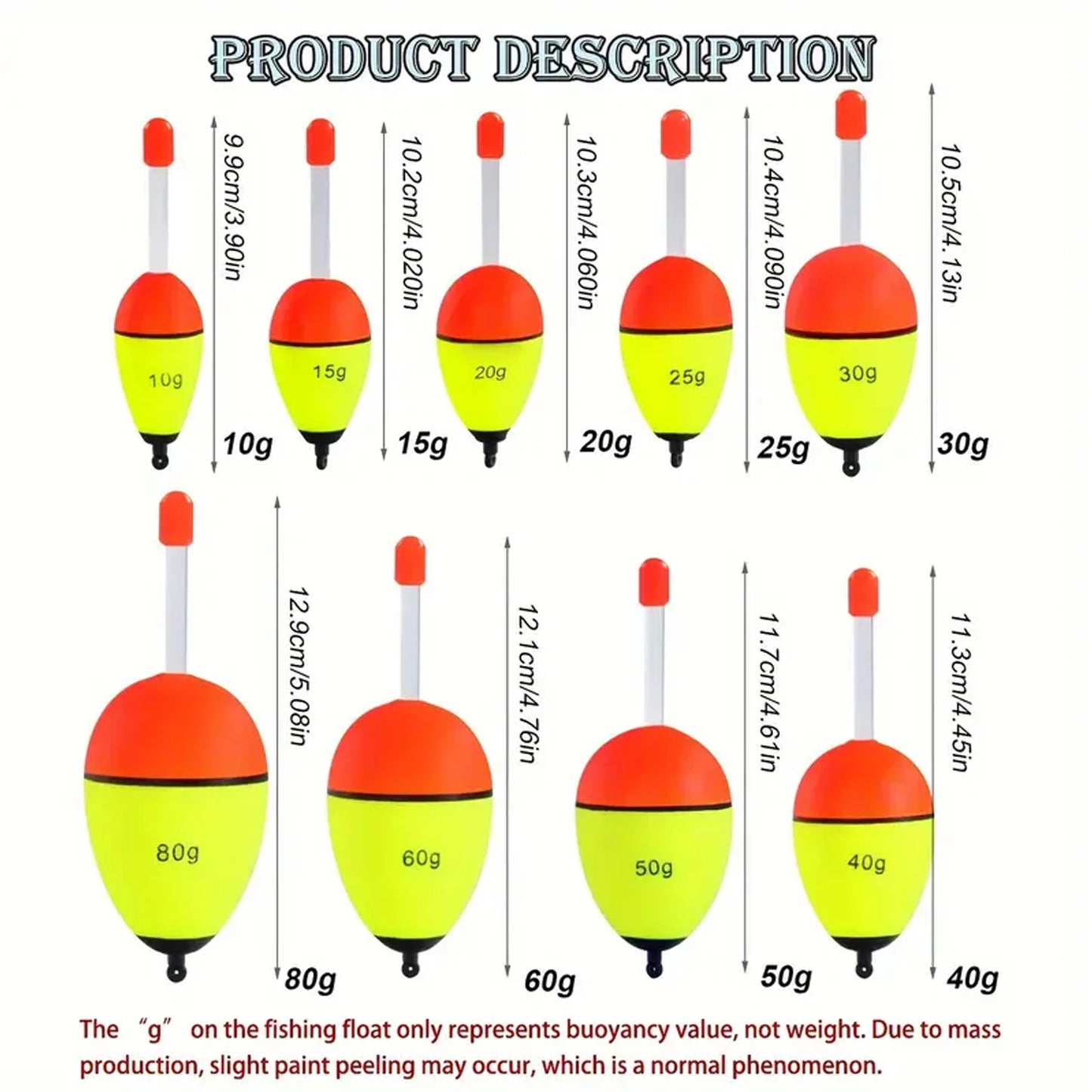 Sougayilang 5 pièces bouée de pêche veilleuse avec haute visibilité EVA Double ruban grande boule de ventre pour la pêche de nuit et longue portée