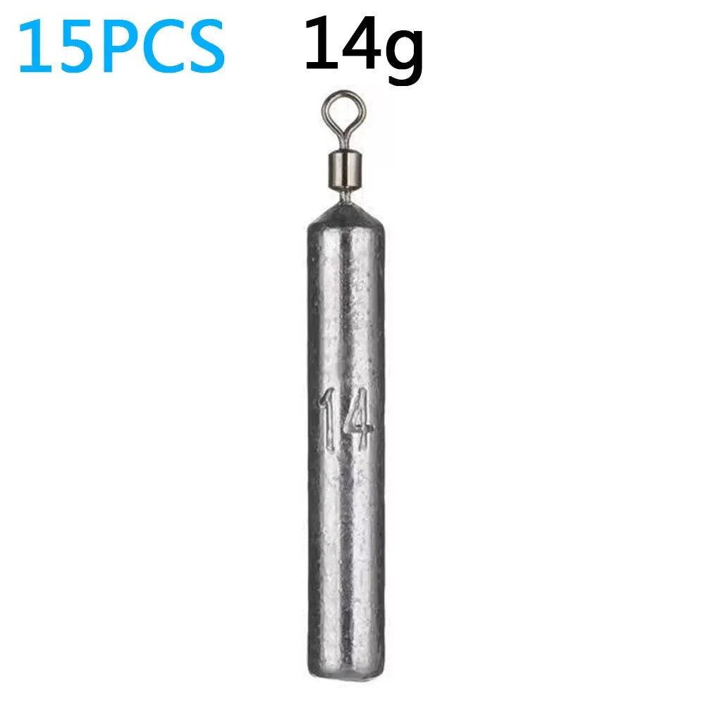 Le poids de pêche 15pcs/lot plombs 7 moules 3.5g 5g 10g tube 20g 14g 子弹铅 pendentif en métal verticale pince outil Sast Pesca kit de pêche en mer