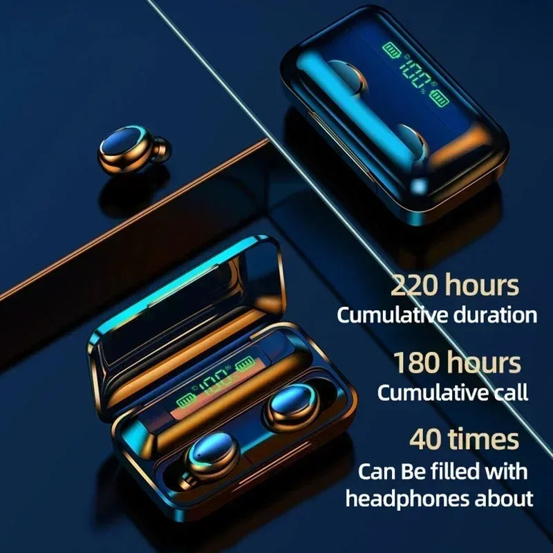 TWS F9-5 Bluetooth 5.3 Earphone Wireless Headset Hifi Stereo Sport Waterproof Earbuds Headphone Hearing Aids with Mic Handsfree