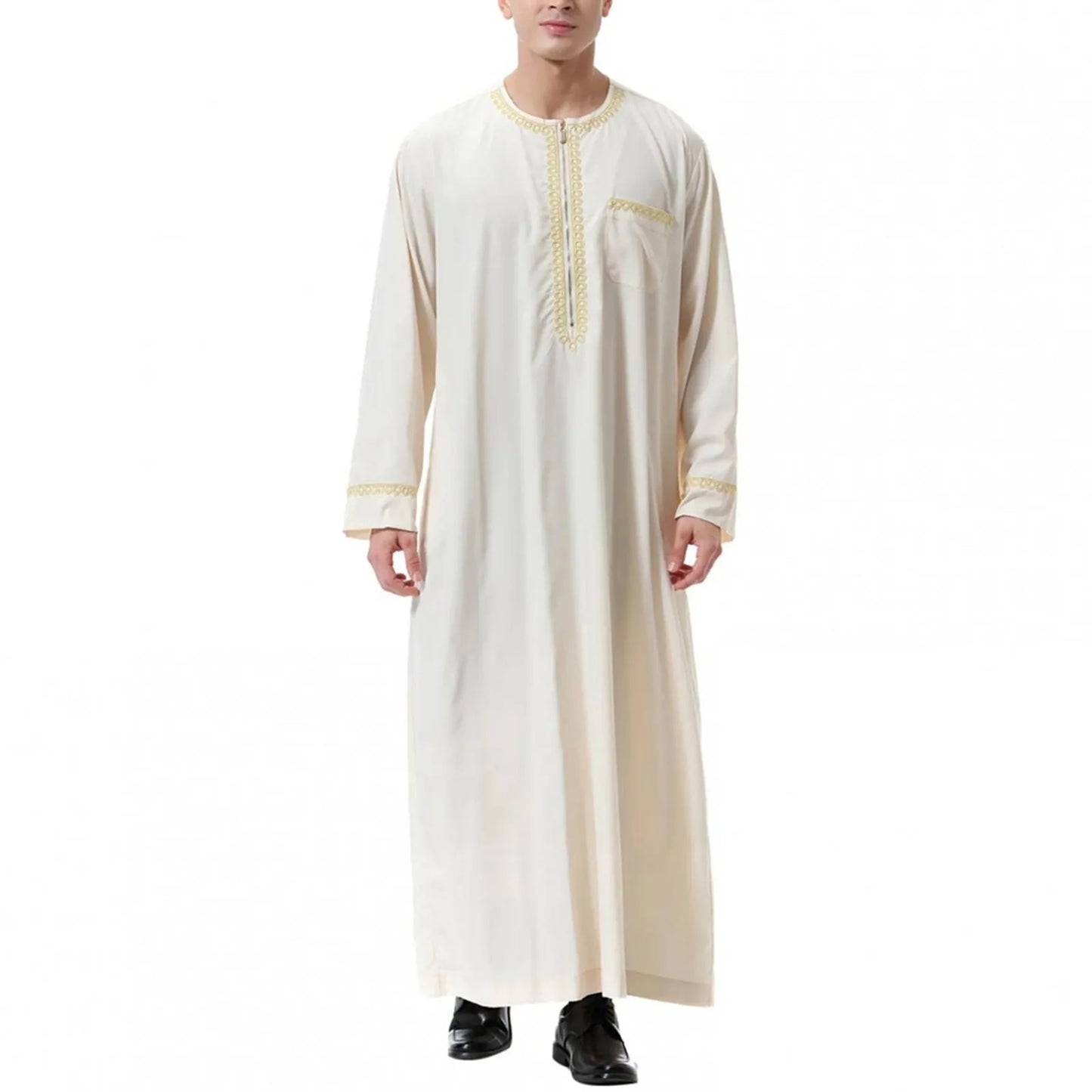 Vêtements musulmans traditionnels pour hommes, chemise musulmane, robe d'aviation, royauté islamique, robe de Dubaï, col rond, manches longues, rétro, adt Abaya
