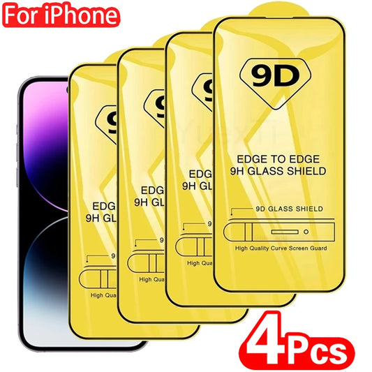 Protector de pantalla de cristal para iPhone, película protectora, 9D Guatemala, iPhone 16 15 14 13 12 11 Pro Max, iPhone 78 Plus Poly Xs Max, 2 piezas, 4 piezas