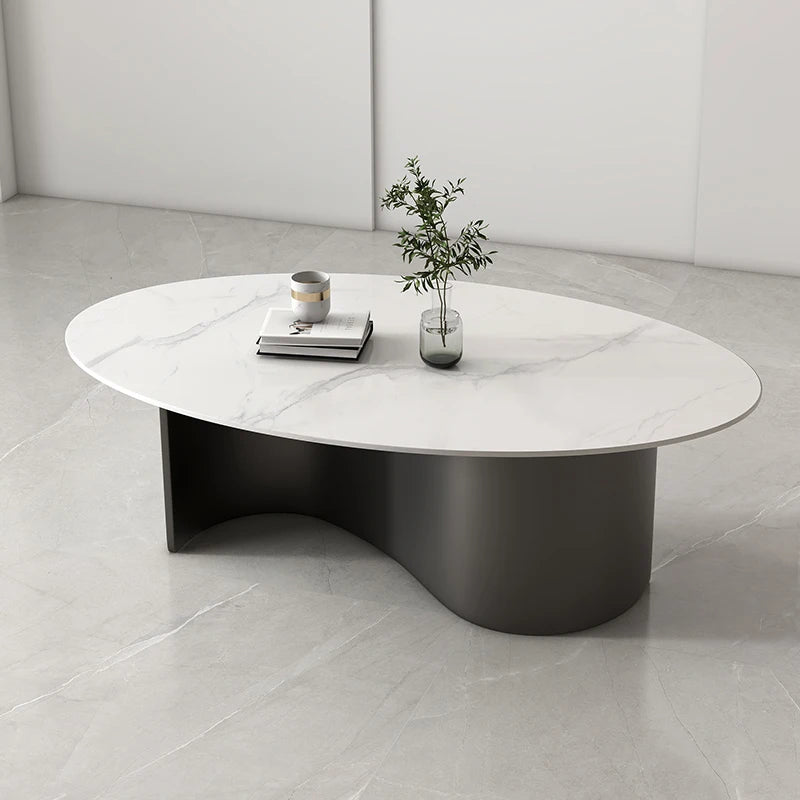 Table basse ovale rectangulaire — esthétique incurvée, glamour, rustique, meubles de salon