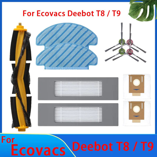 Piezas de bolsa de polvo para robot aspirador ECOVACS Deebot T9 AIVI T8 AIVI N8 Pro, cepillo lateral principal, filtro HEPA, accesorios de repuesto
