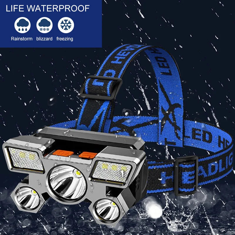 USB Rechargeable Portable Sauna Lamp, 5-LED Torch with Built-in Battery, Ideal for Work, Fishing, or Camping