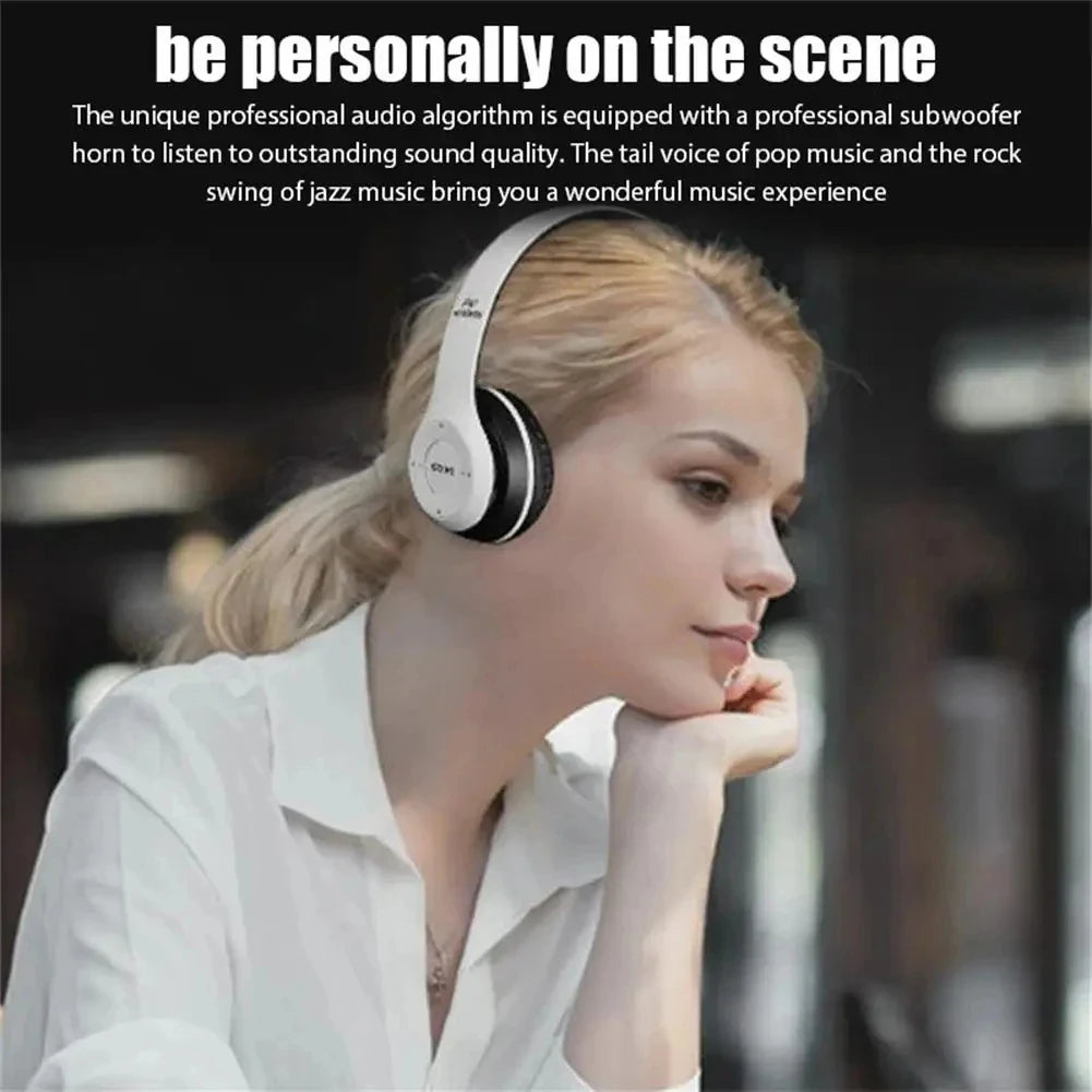 P47 Bluetooth 5.0 Wireless Headphones, Foldable, Hi-Fi Stereo Bass for Music, Gaming, for Kids Girls, for Smartphone