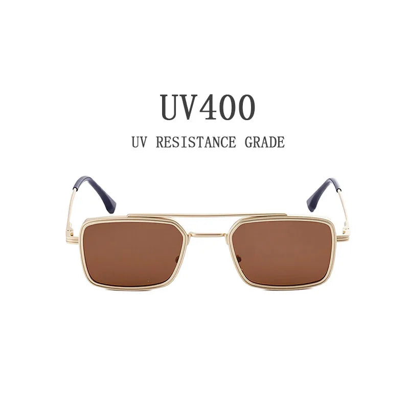Lunettes de soleil carrées Steampunk hommes et femmes — punk, rétro, mode, vintage, 2025