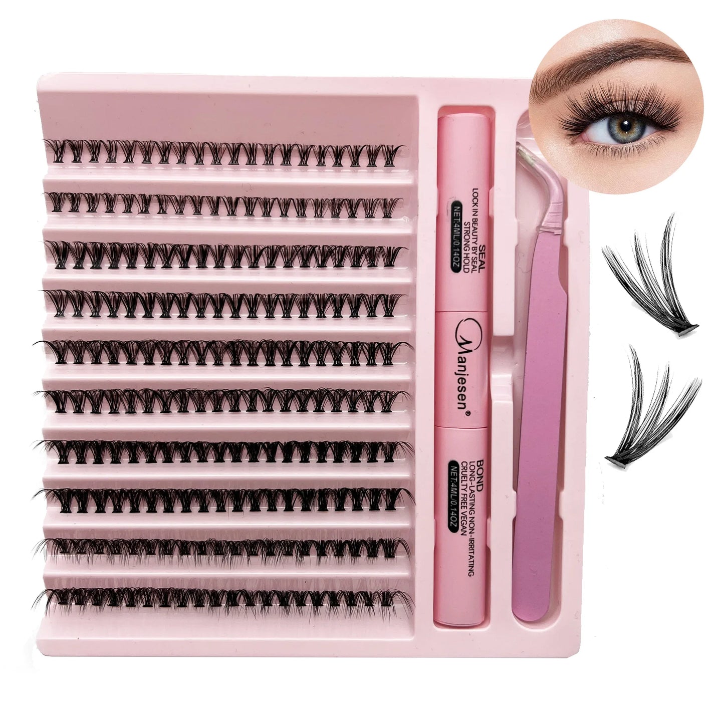 Kit de extensión de pestañas DIY, grupos de pestañas, unión y sellado de pestañas, herramientas de maquillaje para pegar pestañas, accesorios de pegamento, 200 piezas
