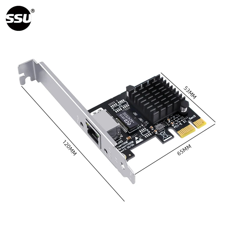 Ordinateur 5G carte réseau filaire Ethernet 5Gbps ordinateur de bureau PCI-E x1 à 5G adaptateur réseau 5000Mbps, adapté pour Windows 10/11