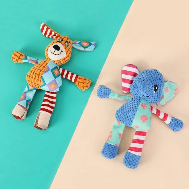 Jouet en peluche pour chien, mignon renard, éléphant, résistant aux morsures, interactif, grinçant, jouet à mâcher, nettoyage des dents de chien, poupée sonore, jouet à mâcher