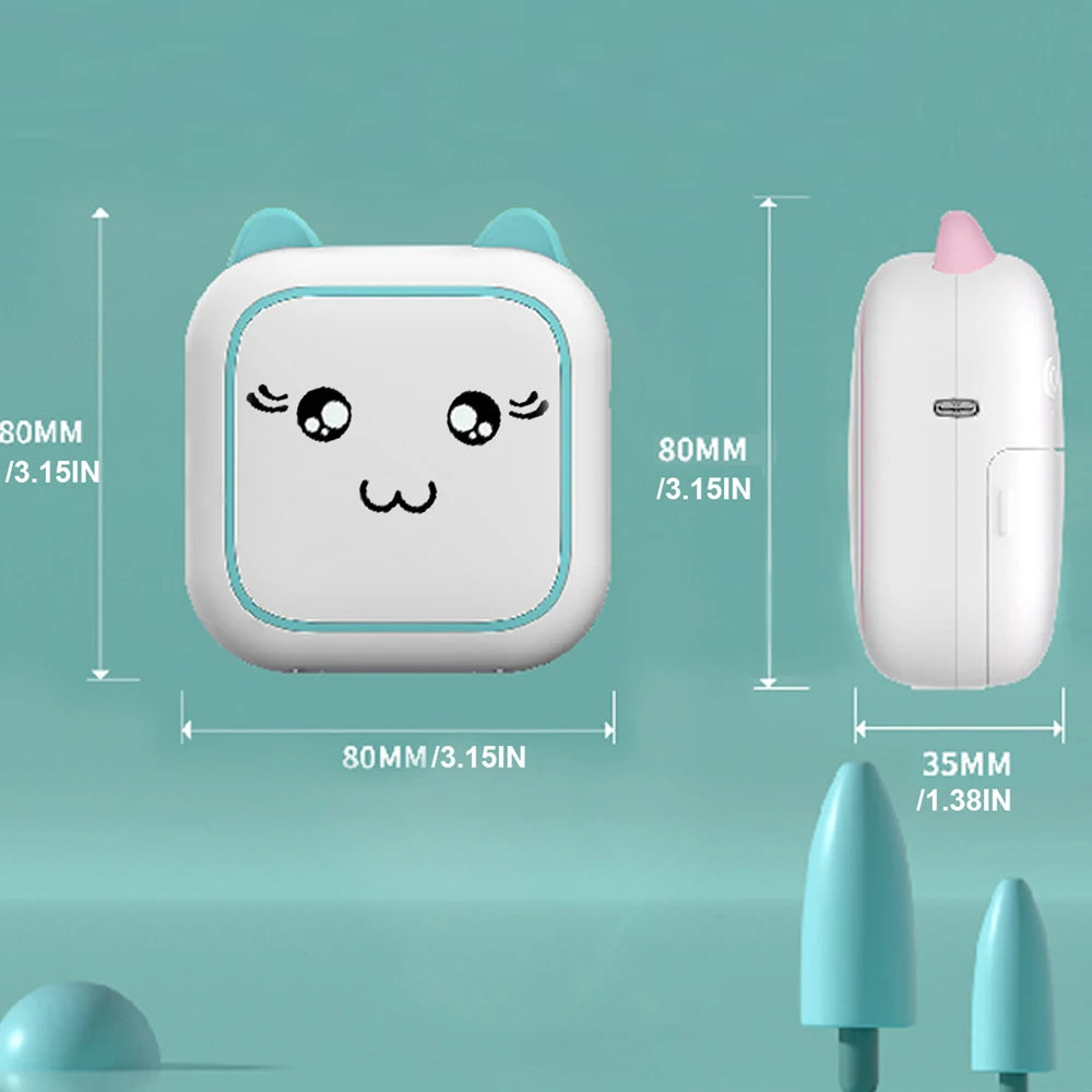 Mini impresora, impresora térmica portátil para pegatinas sin tinta compatible con iOS y Android, etiquetas de impresión fotográfica inalámbrica