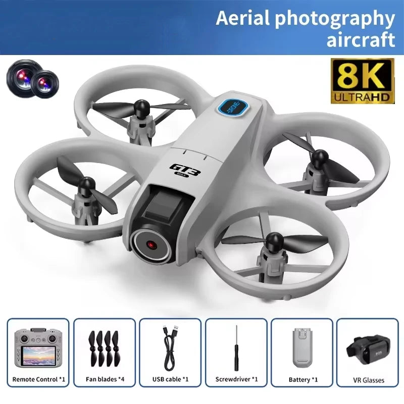 Drone 8K HD grand écran — positionnement flux optique, moteur brushless, évitement intelligent d'obstacles